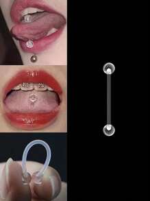 1支柔軟的啞鈴舌環,彩色柔性舌頭珠寶,適合康復期14g 長度16mm - 軟桿槓鈴 - 查看 11