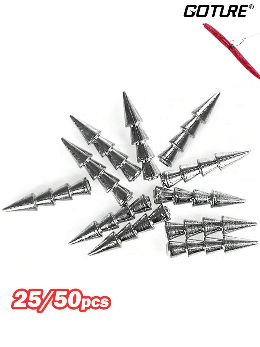 25/50pcs Nail Weights Sinkers Lead Fishing Weights Insert Sinkers For Plastic Worms, Wacky Rig