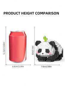 1入組熊貓和花卉主題拼圖積木桌面裝飾禮品 - 咖啡棕 - 查看 4