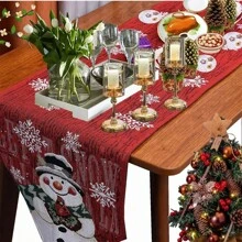 Mantel navideño rojo, decoración navideña, Navidad, manteles, manteles navideños, manteles navideños, manteles navideños, manteles navideños, decoración invernal de la mesa de la cocina, decoración interior, decoración del salón 33 x 180 cm - Rojo y blanco - Ver 4