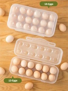 1pc Egg Storage Container, Keep Eggs Fresh, Prevent Eggs From Breaking, With Cover, Portable And Stackable, Suitable For Kitchen, Restaurant, Picnic And Camping, 12/18 Grids, Suitable For Chicken/Duck Eggs, Home Decoration, Christmas Gifts, Home Gifts, Room Decoration - Clear - View 5