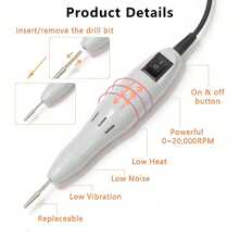 YL Professional Electric Nail Drill Machine Set - Low Noise Vibration, Perfect For Acrylic, Gel, Art Remover, Pedicure, Polishing Grinding Nail Tools - Grey - View 7