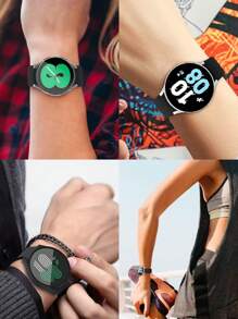 4-Pack Galaxy Watch Protective Case, Sports & Casual Style, 4 Color Combinations: Silver + Black + Transparent + Pink, Delicate Touch, Scratch-Resistant And Anti-Slip, Integrated Hard PC And Tempered Glass Screen Protector Design, Compatible With Samsung Galaxy Watch 4/5/6/7 40mm/44mm, Unisex Fashion