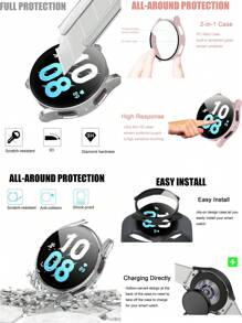 4-Pack Galaxy Watch Protective Case, Sports & Casual Style, 4 Color Combinations: Silver + Black + Transparent + Pink, Delicate Touch, Scratch-Resistant And Anti-Slip, Integrated Hard PC And Tempered Glass Screen Protector Design, Compatible With Samsung Galaxy Watch 4/5/6/7 40mm/44mm, Unisex Fashion