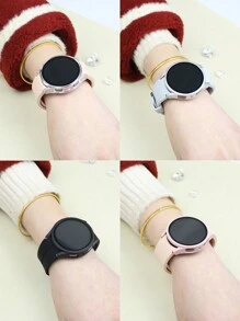 4-Pack Galaxy Watch Protective Case, Sports & Casual Style, 4 Color Combinations: Silver + Black + Transparent + Pink, Delicate Touch, Scratch-Resistant And Anti-Slip, Integrated Hard PC And Tempered Glass Screen Protector Design, Compatible With Samsung Galaxy Watch 4/5/6/7 40mm/44mm, Unisex Fashion