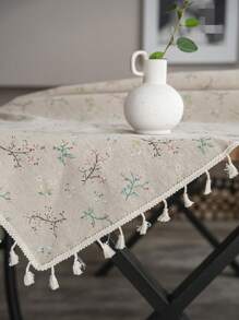 MeijiaMo 1 件花卉印花桌布，涤纶波西米亚风格矩形花卉印花装饰餐垫桌布，适用于卧室、酒店、厨房、餐厅、派对、节日、咖啡桌、圆桌、所有季节 - 彩色 - 查看 9