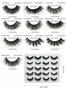 10對/套人造纖維3d效果濃密假睫毛各種款式大容量,柔軟自然 - 濃密款 - 查看 3