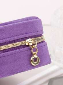1pc Simple And Elegant Portable Velvet Jewelry Storage Bag In Purple, Suitable For Women's Daily And Travel Use, Can Hold Rings, Earrings, Necklaces And Other Jewelry, With Display Box - Purple - View 8