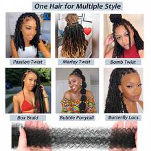 Set de 8 extensiones de cabello de ganchillo rizado afro y saltarín con efecto esponjoso para la primavera - Verde militar - Ver 4