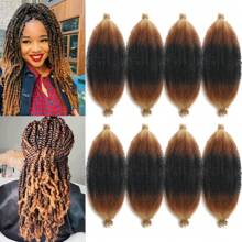 8pcs Faux Hair Crochet Hooks, Fluffy Pom-Pom Caterpillar Braids - Ombre - View 1