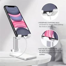 1pc Desk Mobile Phone Holder Stand Compatible With IPhone IPad  Adjustable Desktop Tablet Holder Universal Table Cell Phone Stand - White - View 5