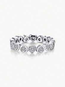 MODIAN Heart Decor Sterling Silver Ring Wedding Engagement Bridal Jewelry