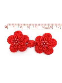 3入組手工梅花青蛙扣釦,適用於兒童服裝,旗袍,中式禮服,復古風扣釦 - 紅色 - 查看 6