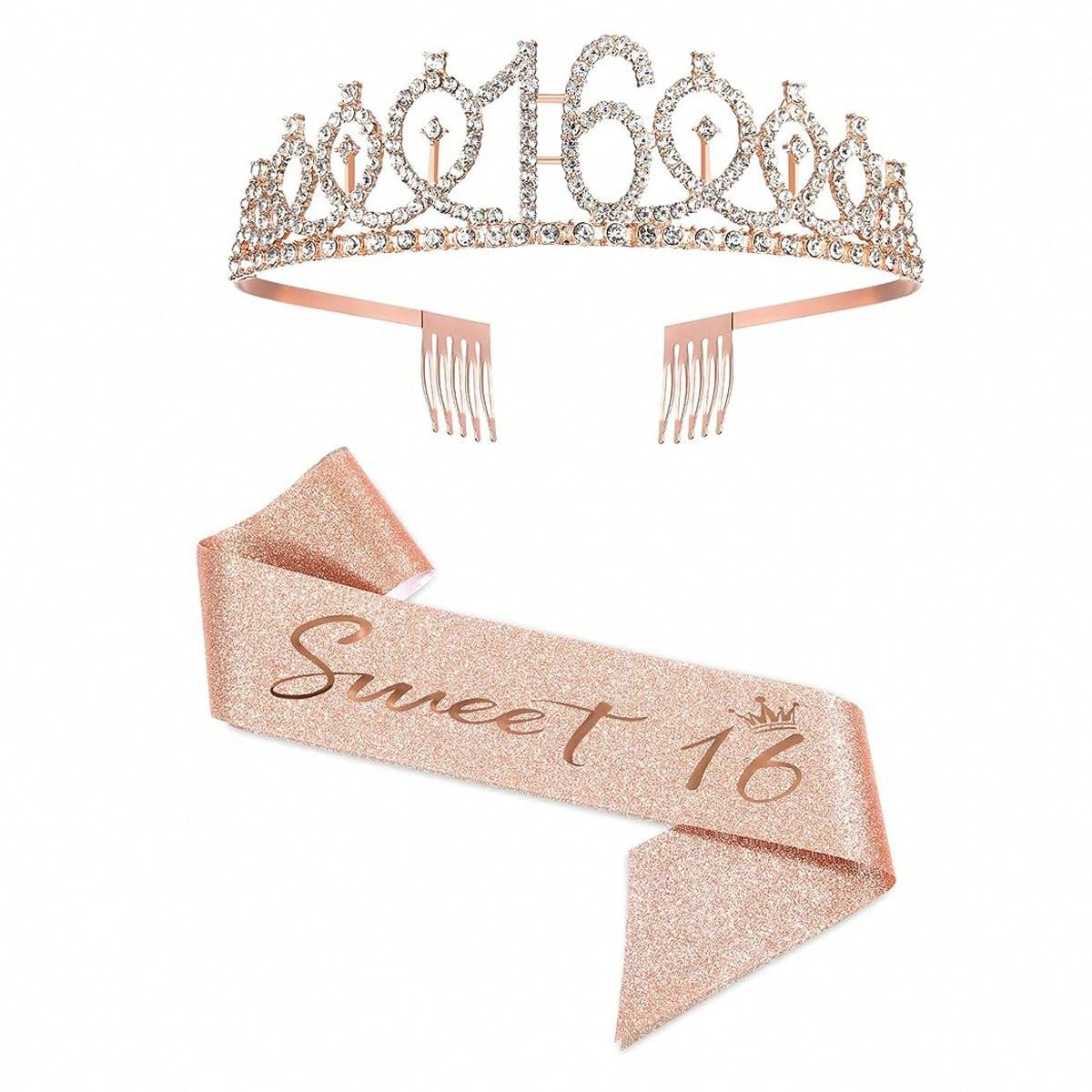 16. Geburtstags Satin-banner, Krone Und Tiara Für Mädchen, Glücklicher ...
