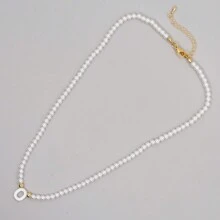 1PC Faux Pearls Stack Jewelry Handcrafted Elegant Fashion A-Z Shell Letters Boho 2024 New Beaded Necklaces For Women - Multicolor - View 14