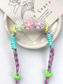 創意彩色拼接編織帶手機掛繩,帶有斜跨和頸帶 - 彩色 - 查看 3