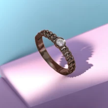 1pc Unique Vintage Lock & Chain Copper Ring With Cubic Zirconia - Perfect Gift For Boyfriend/Girlfriend - Retro - View 1