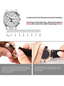Wristitani 1 Miếng Không giới tính Da thật Watch Band  Với Màu bạc Khóa & Thích hợp Đối với Cổ điển Cây tre Kết cấu Dây đeo đồng hồ - Đen A - Xem 8