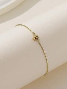 1pc Fashionable Minimalist English Letter Pendant Necklace - Gold - View 13