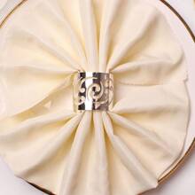 6pcs/Set Simple & High-End Metal Comma-Shaped Napkin Rings Suitable For Family Gathering, Festive Party, Hotel Reception Napkin Rings - Silver - View 1