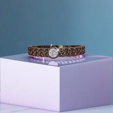 1pc Unique Vintage Lock & Chain Copper Ring With Cubic Zirconia - Perfect Gift For Boyfriend/Girlfriend - Retro - View 3