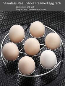 1入不銹鋼蒸蛋架料理工具,高低腳水分離蒸架,多功能廚房蒸架 - 銀色 - 查看 3