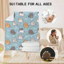 1入組動物卡通貓織圖+印花法蘭絨毯,適用於午睡和沙發套 - 彩色 - 查看 7