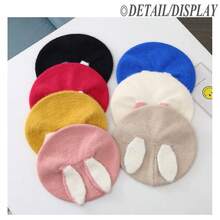 1PC White Knit Bunny Ears Beret For Babys - White - View 3