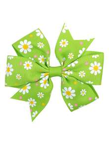 綠色花朵蝴蝶結髮夾 - 綠色 - 查看 5