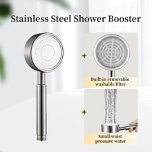 1入304不銹鋼增壓淋浴頭,淋浴大王小蠻腰水強增壓通用接口 - 銀色 - 查看 1