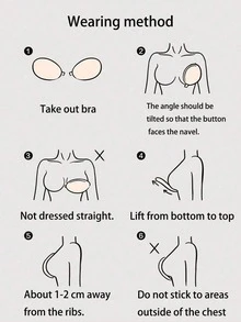 1pc Push Up Sticky Adhesive Bra Pasties Nipple Covers Invisible Backless Strapless Bra For Women - Apricot - View 10
