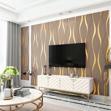 1捲現代水紋無紡絨墊壁紙-非常適合家庭客廳,臥室裝修和裝飾！ - 棕色 - 查看 3
