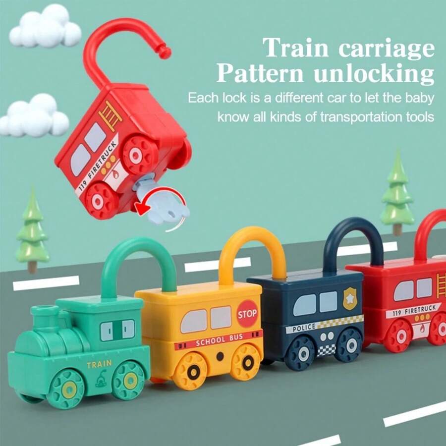 1個寶寶學習鎖匙車遊戲益智早教玩具兒童數字配對鎖玩具,適用於男女孩女孩 - 黃色 - 查看 1