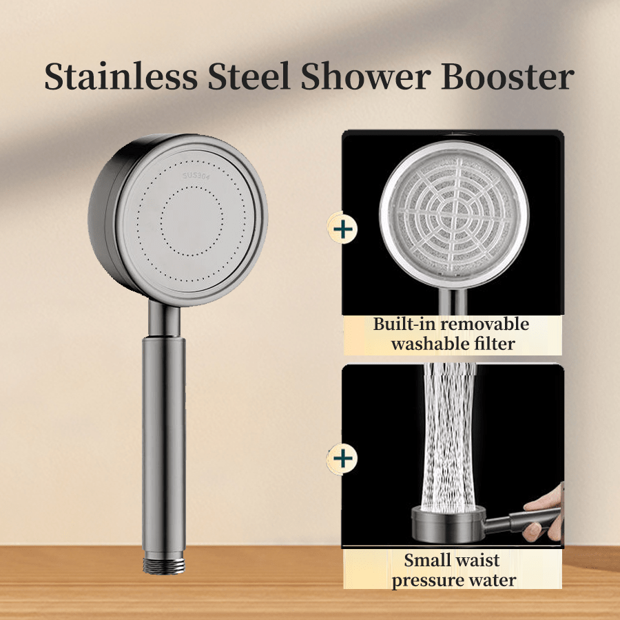 1Pc 304 Stainless Steel Pressurized Shower Head Small Waist Water