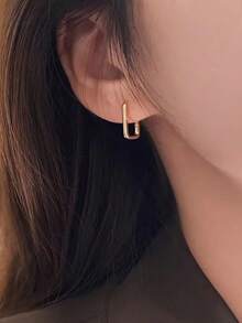 1對女士幾何不銹鋼耳環,心形、正方形、水滴形吊墜耳環,適合新年節慶、派對、周年慶或搭配裝扮,防過敏又不易褪色,考究精緻的吊墜珠寶禮物 - 金黃色 - 查看 2