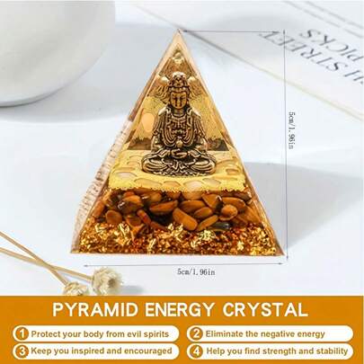 1pc, Colorful Moonlight Crystal Buddha Pyramid For Success, Wisdom, And Wealth - Handmade Desktop Decoration For Home And Office - Healing Crystal For Anti-Stress And Positive Energy