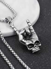 Make A Bold Statement With This Punk Men's Metal Rock Skull Pendant Necklace