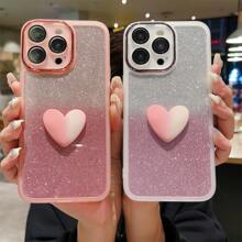 1 ốp lưng điện thoại màu trắng với khung mạ điện, trang trí hình trái tim hai tông màu chuyển sắc tự chọn, vỏ mềm TPU với miếng dán kính cường lực bảo vệ ống kính camera, tương thích với Apple, , , Oppo, chống sốc với lớp kim tuyến lấp lánh, phiên bản quốc tế, không phải phiên bản nội địa. - trắng - Xem 9