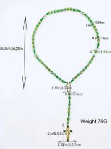 1 Stück Rosenkranz mit Heiliger Judas grünen Kristallperlen, katholische Halskette mit Kreuzanhänger, Schutz, Segen, katholischer handgemachter Schmuck, Geschenkanhänger, Auto-Anhänger, Geschenk zu Weihnachten, Halloween, Valentinstag für Männer und Frauen