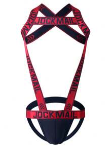 Jockmail單肩帶2合1緊身褲男士內褲,丁字褲和短褲的結合,適用於運動和誘惑場合 - 紅色 - 查看 7