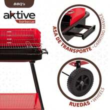 Barbacoa de carbón Aktive 66X44X85 cm - Camping - Muebles Para El Aire Libre - Color Baby - Ref. 52898 - Multicolor - Ver 3