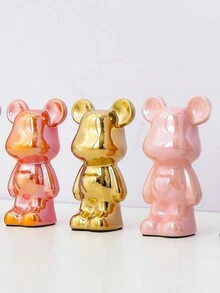 1入組多色陶瓷豪華熊形裝飾品,高端客廳柔軟裝飾品,電視櫃,酒櫃,可愛卡通熊玩具 - 一個多色小熊 - 查看 3