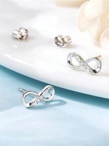 ESBERRY 1對無限女士耳釘S925純銀白色精美珠寶約會禮物 - 銀色 - 查看 6