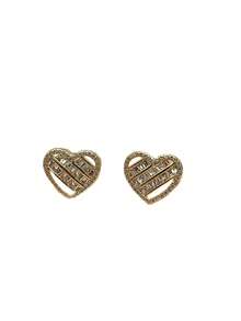 2pcs Shiny Zirconia Heart Shaped Earrings, Versatile And Fashionable Stud Earrings - Gold - View 8