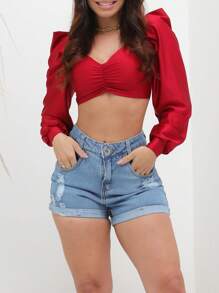 Women Denim Shorts - Medium Wash - View 3