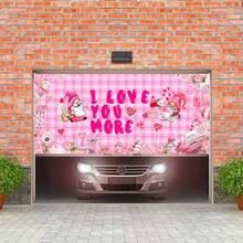 1個70.8×157.4英寸的聚酯纖維情人節車庫門罩,浪漫典禮風格家庭裝飾,適用於車庫、花園、派對等多種用途的戶外裝飾 - 粉色 - 查看 5