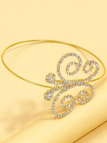 1件高端時尚金色蝴蝶臂環/新娘手鏈,鑲有鑽石,適合女性 - 金色 - 查看 4