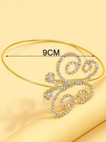 1件高端時尚金色蝴蝶臂環/新娘手鏈,鑲有鑽石,適合女性 - 金色 - 查看 2