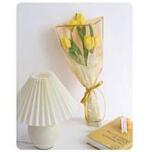 10pcs Flower Artificial Wrapping Paper & Transparent Gift Bag, Diy Gift Wrapping For Mother'S Day, Valentine'S Day, Bestie, Party - Yellow - View 3