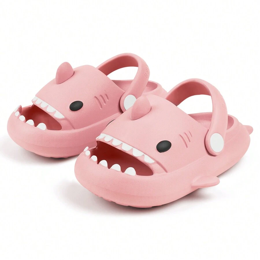 Girls Shark Slippers Boys Summer Cloud Sliders Sandals Cute Soft Lightweight Anti-Slip Beach Pool Shower Shoes Indoor Outdoor - 粉色 - 查看 1